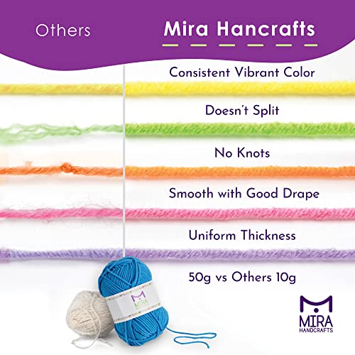 Mira HandCrafts 12 Acrylic Yarn Skeins - Crochet and Knitting Starter Kit for Colorful Arts and Crafts with 1,312 Yards of Multicolored Thread - Make Amigurumi, Granny Squares, Scarves, and Throws - size: 12 Pack