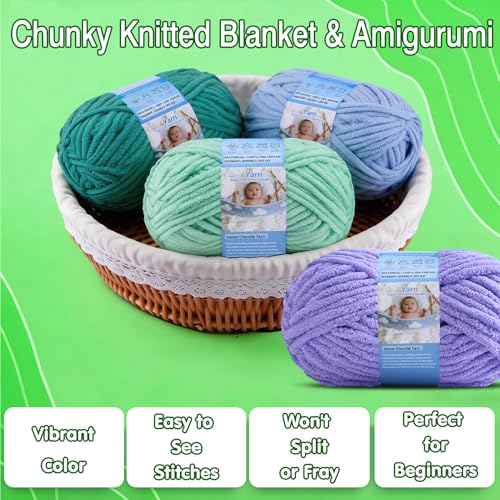 Super Bulky Blanket Yarn for Crocheting - 2 Pack of 200g/7.05oz 174yd/160m Super Soft Chenille Plush Yarn - Bulk Thick Yarns Used for Making Scarves, Baby Blanket, DIY Craft (2, Black) - color: Black