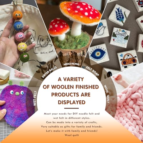 3.53oz Needle Felting Wool Roving Wool for Felting Wool Felting Supplies | Bright Yellow Pure Wool Chunky Yarn Spinning Wool Roving for Needle Felting Wet Felting Diy Hand Spinning - color: bright yellow