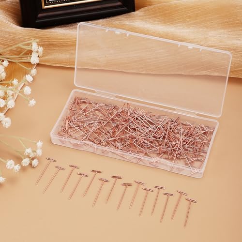300pcs T Pins, 38mm/1.5in Stainless Steel T-Pins Straight Wig Pins Sewing Basting Pins for Blocking Knitting Crochet Quilting Projects Jewelry Modelling Crafts Making Accessories