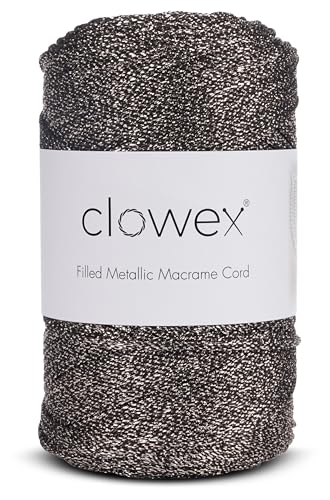 Sparkle Glitter Braided Macrame Cord 2.5mm x 820 ft, Metallic Lurex Shiny Crochet Yarn 273 yds for Bag, Purse, Runner, placemat (1, Coffee-1) - color: Coffee-1