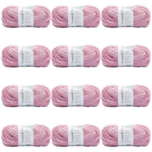 Loops & Threads Neutral Textured Twist Yarn – Bulky Weight Yarn for Knitting, Crochet, Weaving, Arts & Crafts, 12 Pack - color: Neutral