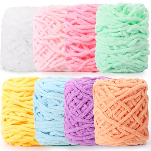 Buryeah 8 Pack Chunky Chenille Yarn for Crocheting, Sweet Color - color: Sweet Color