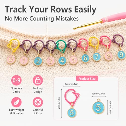 Blingcute 20-Piece Cat Numbered Stitch Markers for Crochet and Knitting | Numbered 0-9 markers in pink and blue - color: Blue and Pink