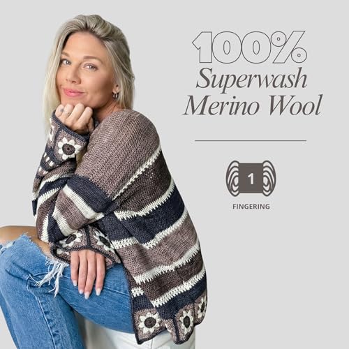 CIRCULO Veluna Yarn, Hand-Dyed Superwash Merino Wool, 100g / 382 Yards (350m), Fingering Weight, Premium Ultra Soft Luxury Fiber for Knitting & Crochet, Color 20 - Natural - color: 20 - Natural, style: 1-Pack