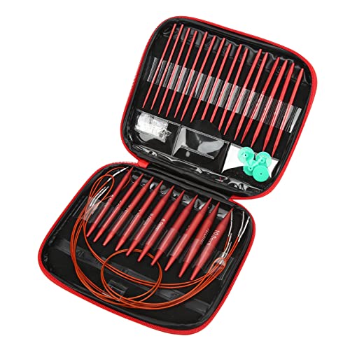 Alvinlite Interchangeable Circular Knitting Needles Set, 26 Pieces Aluminum Interchangeable Crochet Needles with 1 Storage Case, Knitting Needles Crochet Kit