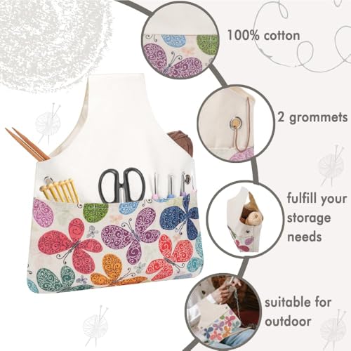 TOGETRUE Yarn Bag, Knitting Crochet Tote Bag, Yarn Storage Bag Organizer | Lightweight, Portable - color: Butterfly, size: Large