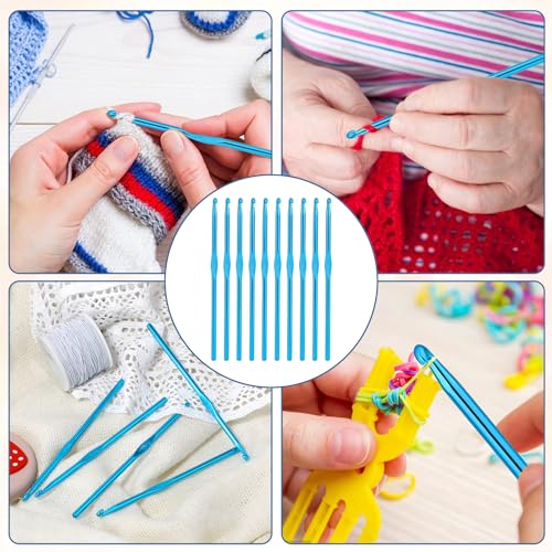10Pcs 5mm Crochet Hook, Aluminum Knitting Needles Craft Yarn, Crochet Hook for DIY Craft, Gold Crochet Needles for Knitting Scarf(Blue) - color: 5MM Blue