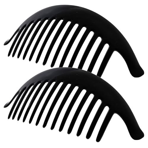 Camila Paris CP2872/2 French Hair Side Combs, Black Interlocking Combs French Twist Hair Combs, Strong Hold Hair Clips for Women Bun Chignon Up-Do, Styling Girls Hair Accessories, Made in France - color: Black
