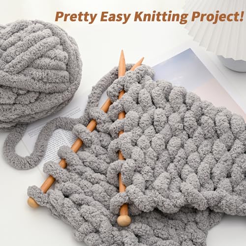 10 Pack of Jumbo Chunky Yarn for Hand Knitting,10# Super Bulky-Fluffy Chenille Yarn, 220 yds/70.5 oz Soft Thick Yarn for Crocheting Chunky Knit Throw Blankets.(Snow White) - color: 10 Snow White