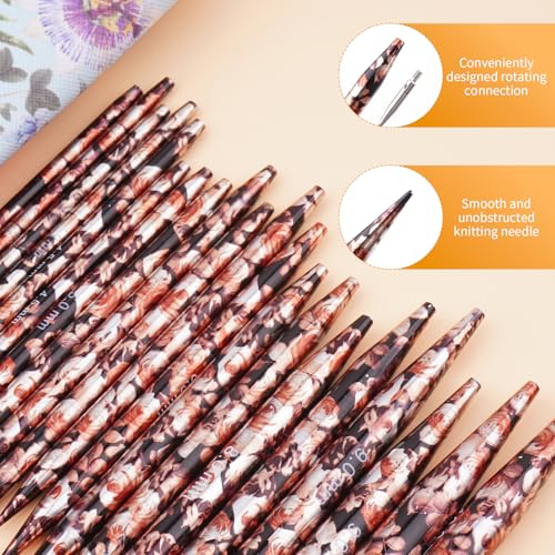 WAZAIGUR Interchangeable Knitting Needles Aluminum Garden Style Circular Knitting Needles Set Sizes 3mm-10mm, 13 Pairs