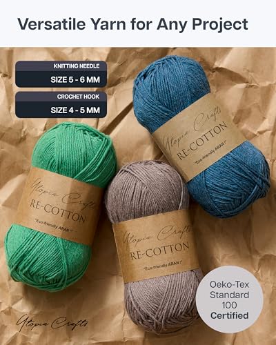 Re-Cotton Knitting Yarn 3X 100g / 3.52oz (Storm Grey, 3 Pack) - color: Storm Grey
