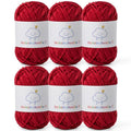 6 Pack of Skinny Chenille Yarn for Crocheting, Amigurumi Yarn&Baby Yarn for Crocheting Soft,10.58oz/656yds Fluffy Fingering Weight Velvet Yarn for DIY Crafts&Baby Blankets.(6 Burgundy) - color: 6 Burgundy