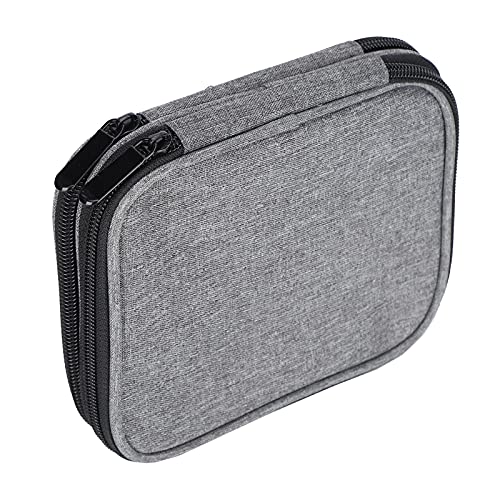 Crochet Hooks Storage Bag 2 Layer 600D Oxford Fabric Knitting Needles Organizer Zipper Flat Open Protective Cover Travel Case Gray
