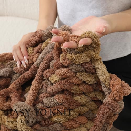 Chunky Yarn for Hand Knitting, No7 Thick Yarn, 250Grams 32Yards, Pack of 4, Perfect for Knitters and Crafters (Pudding) - color: Pudding