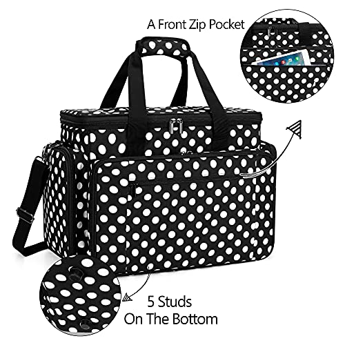LUXJA Sewing Machine Case with Removable Padding Pad, Black Dots | Travel Case for Most Standard Sewing Machines & Accessories, Bag Only - color: Black Dots, style: Sewing Machine Bag
