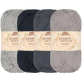 JubileeYarn Bamboo Cotton Sport Yarn - 50g/Skein - Shades of Grey - 4 Skeins - color: Shades of Grey, size: 4 Skeins