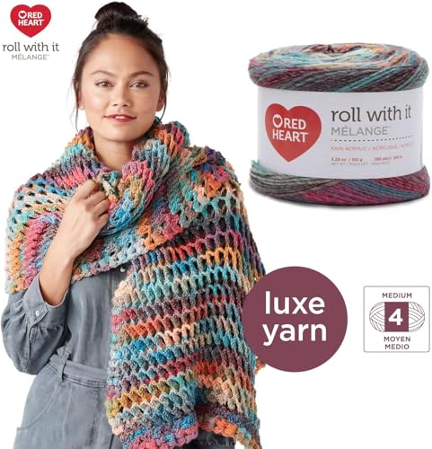 Red Heart Roll with it Melange Catwalk - color: Catwalk, size: 1 Pack, style: Roll With It Melange