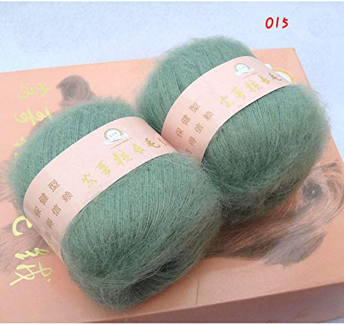 6 Balls Angora Mohair Wool Yarn, Long-haired Angola Soft Fingering Baby Mohair Cashmere Yarn for Knitting and Crochet DIY Scarf Sweater 300g (Water Green, L) - color: Water Green