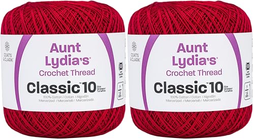 Coats Crochet Red Heart Classic Crochet Thread, 10, Cardinal (Pack of 2) - color: Cardinal, size: 2 Pack