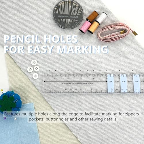 Knit Fabric Stretch Ruler for Measuring Elasticity | Acrylic material, UV printed, measuring guide for sewing and garment marking, suitable for most fabric