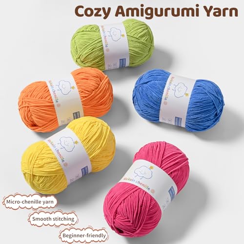 Fluffy Chenille Yarn for Crocheting, Baby Yarn for Crocheting Soft, 4 Pack of 100g/3.52oz Velvet Amigurumi Yarn, Fingering Weight Yarns for Crocheting Baby Blankets、DIY Craft.(4 Light Coffee) - color: [[4 Light Coffee]]