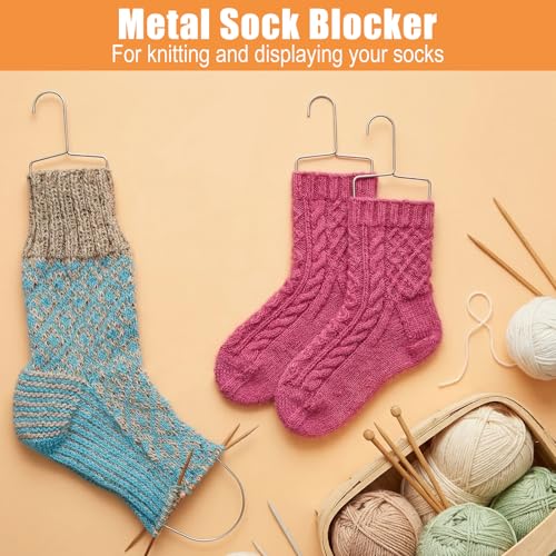 Afcabakila 3 Pairs Stainless Steel Sock Blockers Knitting for Adults in Small Medium Large for Knitting Crochet Socks Drying Hanger for Shaping and Displaying