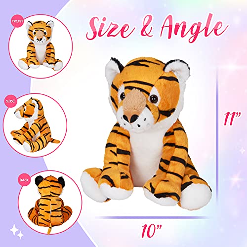 11" Stuffed Animal Plush Reversible Glitter Sequins Children | Day Holiday Christmas Birthday Gifts Girls And Boys Toddlers White Beautiful Decorative Festive - color: Tiger