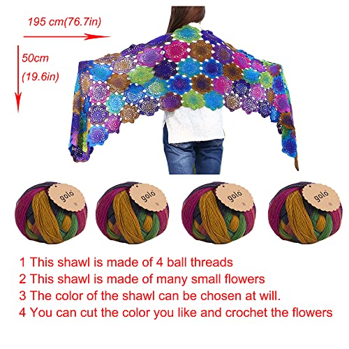 golo Wool Yarn for Hand Knitting Self-Striping Variegated Wool Yarn 6003 - color: 6003, size: 1 pcs