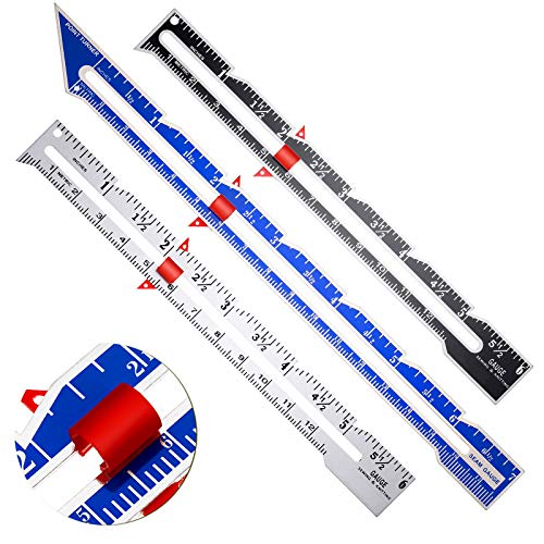 3 Pieces Seam Measure Gauge Sewing Ruler Sewing Gauge Tool Metal Fabric Quilting for DIY Fabric Crafts Knitting Hemming Measuring Supplies, 3 Styles