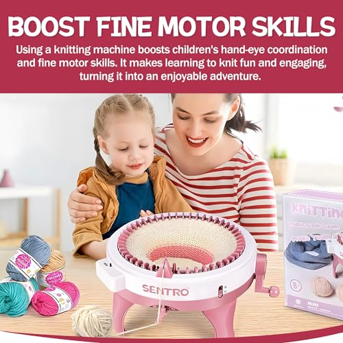 ROHSCE 48 Needles Knitting Machine, DIY Craft Kit for Adults and Kids | Circular Knitting Machine with Row Counter, Weaving Loom Round, Board Rotating Double, DIY Hats, Scarves, Socks and Crafts - color: 48 Needle Round Loom