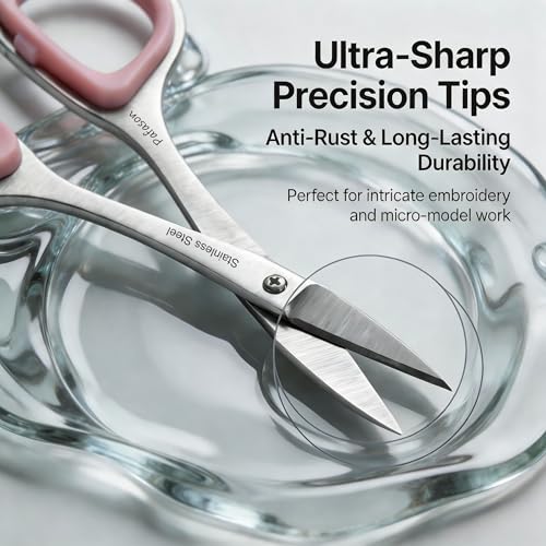 PAFASON Small Travel Sewing Embroidery Scissors Set Curve Straight Tip | Stainless Steel for Quilting Knitting Crafting Cross Stitch Crochet Thread Yarn Paper Detail Cutting Soft Rubber Handle - color: Green+pink