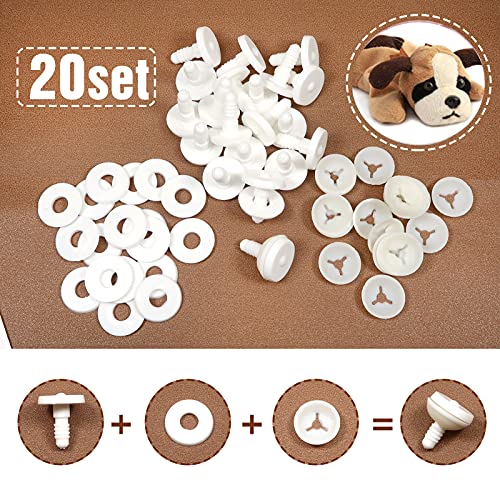 TOAOB 20 Set 25mm Doll Joints for Amigurumis Crochet White Movable Plastic Animals Safety Joints for Crochet Accessories Stuffed Animals Crafts Puppets Limbs and Arm Leg Neck Joints Doll Making - size: 25mm