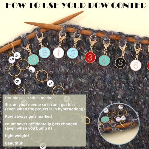 COGCHARGER DIY Knitting Tool Sets 32Pcs Including Alloy Enamel Crochet Stitch Markers Knitting Row Counter Chains Silicone Knitting Needle Stoppers for Knitting Project（Sea Green）