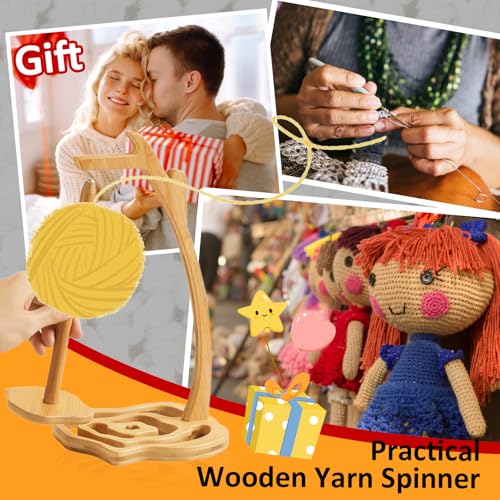 RoseFlower Yarn Holder Stand, Natural Wooden Yarn Ball Holder Spindles Twirling Yarn Holder for Crocheting, Protable Yarn Storage, Gift for Women Older, Knitter & Crochet Supplies - color: C11