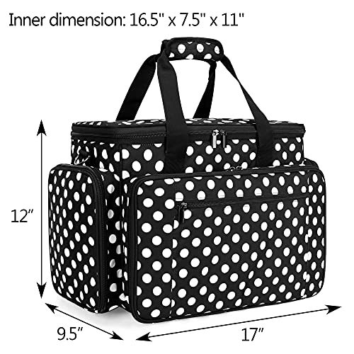 LUXJA Sewing Machine Case with Removable Padding Pad, Black Dots | Travel Case for Most Standard Sewing Machines & Accessories, Bag Only - color: Black Dots, style: Sewing Machine Bag