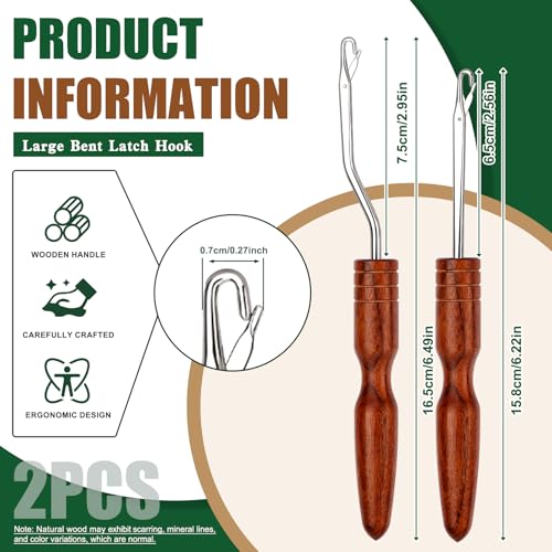 BALDCC 2 Sizes Wooden Latch Hook, Bent Latch Hook Tools for Hair | Crochet Hooks for Hair, Rug Hook, Latch Hook Tools for Micro Braids, Hair Extension, Rug Making and Crochet Crafts (Type 3) - color: Type 3, size: 2 Sizes Latch Hook
