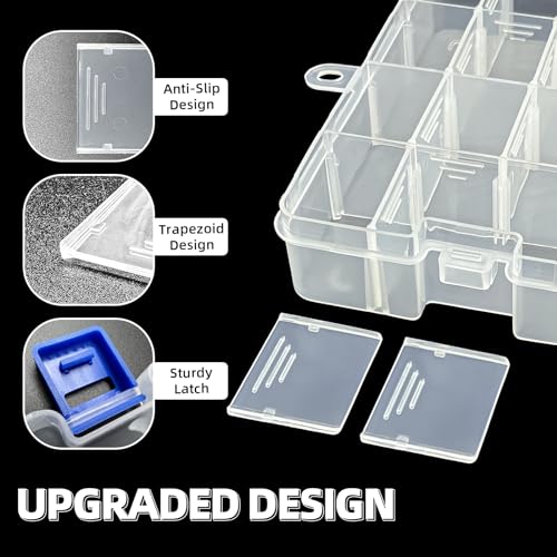 DUOFIRE Plastic Organizer Storage Box, Adjustable Divider 34 Grids, 2 Pack | Clear Removable Compartment Storage Box for Jewelry, Beads, Earrings, Fishing Hooks, Craft, Screws, Nails, Small Tools - color: White, size: 34 Grids, White X 2 Pack