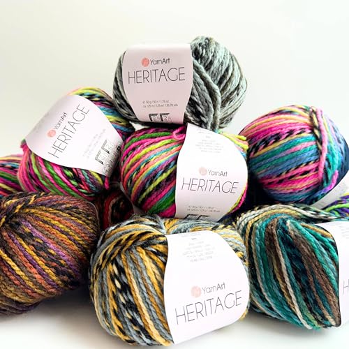 YarnArt Medium Weight Variegated Wool Yarn - Soft, Warm, & Durable for Winter Knitting, Sweaters, Cardigans, Scarves, Hats & More (339) - color: 339