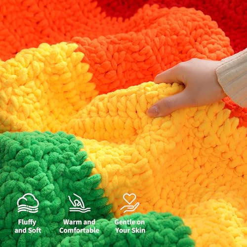 2 Pack Chunky Chenille Yarn for Crocheting and Knitting,Thick Bulky Plush Fluffy Velvet Soft Baby Blanket Crochet Chenille Yarn for Crocheting Blankets/Amigurumi/DIY Crafts((Ocean - color: Multi-Ocean