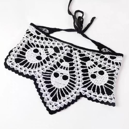 Crochet Triangle Hairband Halloween,Skull Design Head Scarf for Girls,Knitted Headband Headscarf for Women,Crochet Hair Bandana Kit - color: skull