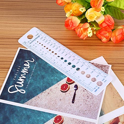 Eujgoov Knitting Needle Gauge Ruler Durable Plastic Sewing Knitting Tools 2-10mm Measurement Easy to Read Carry for Crocheters