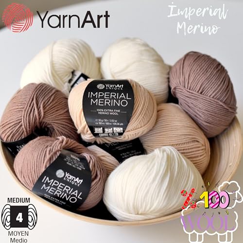 YarnArt Unique Imperial Merino Yarn - 100% Extra Fine Merino Wool, Luxurious Soft Yarn for Knitting, Crocheting, Baby Clothes, Scarves, Sweaters, 1.76 oz/50g, 109 yds (3303) - color: 3303