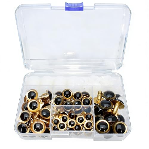 ARTCXC 10/15/18/20mm Gold Safety Eyes for DIY Crocheting | 180pcs Craft Eyes and Washers for Handmade Plush Animal Amigurumi,Premium Material,Easy to Install - color: Gold