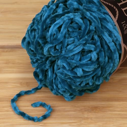 JubileeYarn Chenille Yarn - 100g/Cake Worsted Polyester - Cerulean - 1 Cake - color: 011 Cerulean, size: 1 Unit