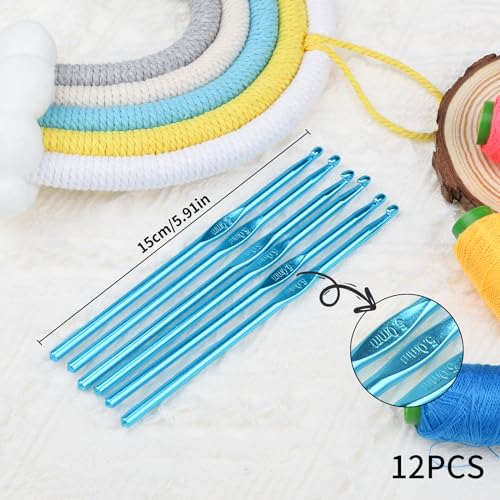 Abeillo 12PCS 5mm Crochet Hooks US Size H/8 Small Crochet Hook Set, Aluminum Crochet Needles for DIY Yarn Craft, Knitting Needles for Beginners Women Adults - color: 5mm