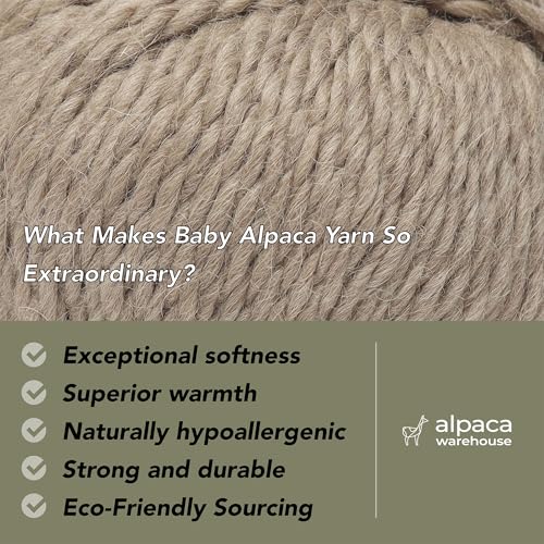 100% Baby Alpaca Yarn 6 Skeins 300g Bulky Weight Knitting Crochet Beige | Made in Peru with natural warmth and softness featuring 324yd of premium fiber ideal for scarves shawls sweaters and more - color: Beige, size: Bulky - 6 Skeins