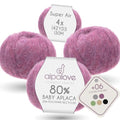 Super Air 4-Set Baby Alpaca - Soft and Fast Hand Knitting Yarn 7.05 oz/ 568 Yards - Melnage Berry - color: HF197 Berry Melange