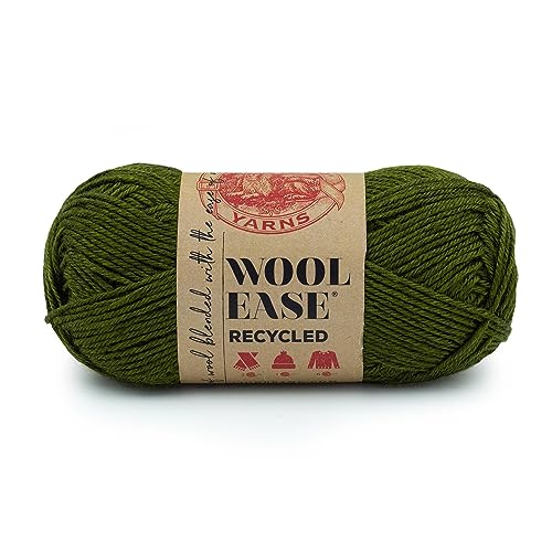 Lion Brand Yarn, Wool-Ease Recycled Crochet Yarn, Olive, Green, 1 Pack | Recycled Worsted Weight Wool Acrylic Blend Knit & Crochet Fiber for Warm Blankets, Cozy Sweaters, Fall & Winter Hats - color: Olive, size: 1 Pack
