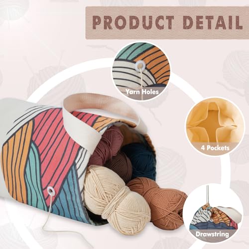 TOGETRUE Yarn Bag, Knitting Crochet Bag, Portable Yarn Storage Bags Organizer for Crocheting Project, Store Skein Ball, Short Knitting Needle (Large, Color Arc) - color: Color Arc, size: Large